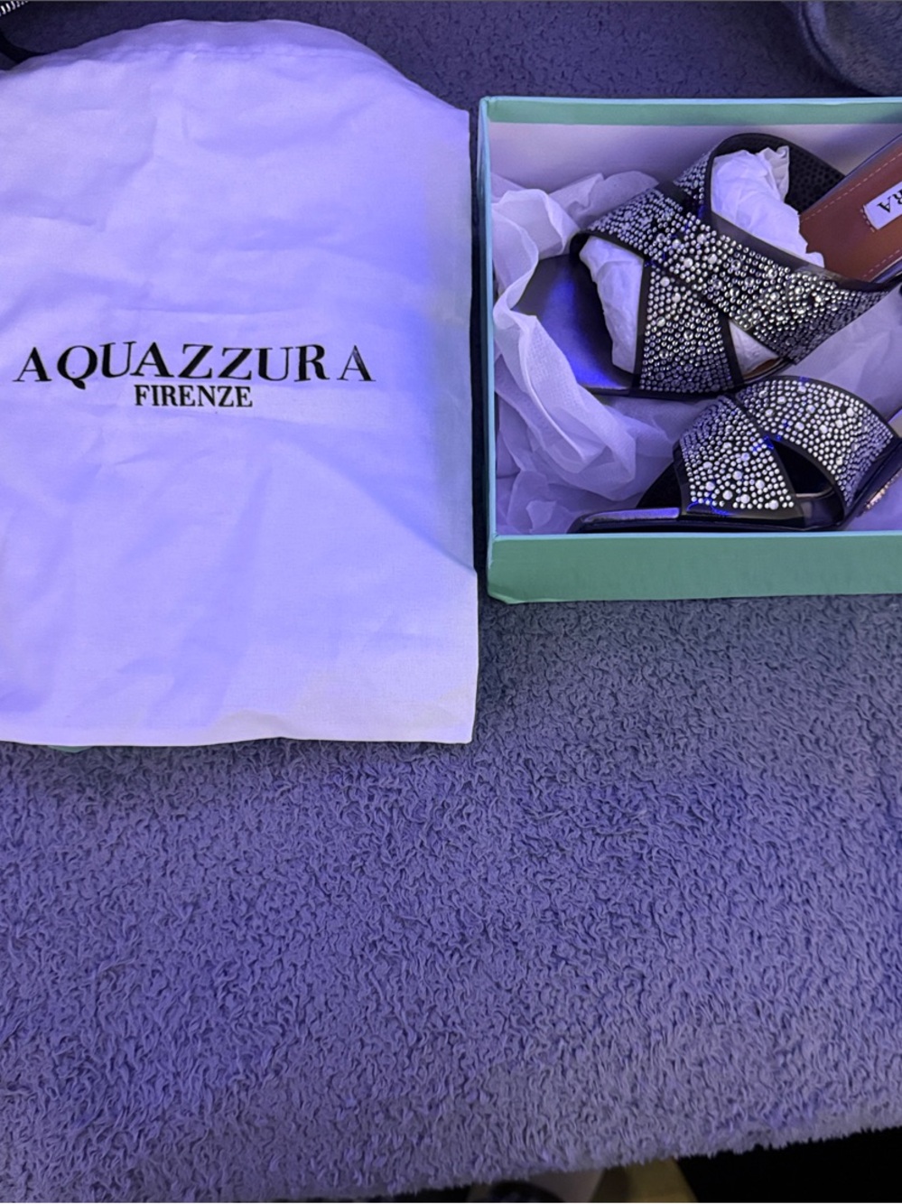 Aquazzura Black Crystal-Embellished Strappy Heels